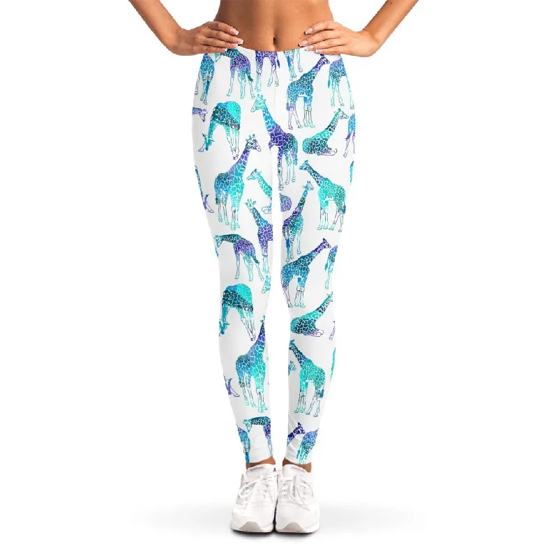 Deal Explosion Turquoise Giraffe Pattern Print Women's Leggings