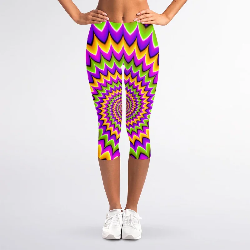 Super Savings Twisted Colors Moving Optical Illusion Women's Capri Leggings