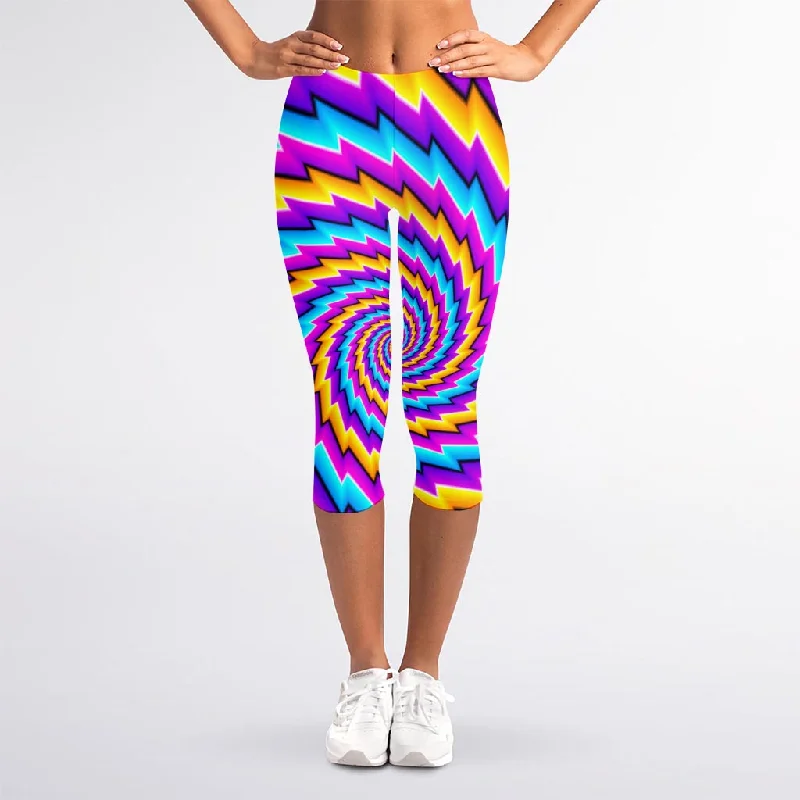 Special Savings Twisted Spiral Moving Optical Illusion Women's Capri Leggings