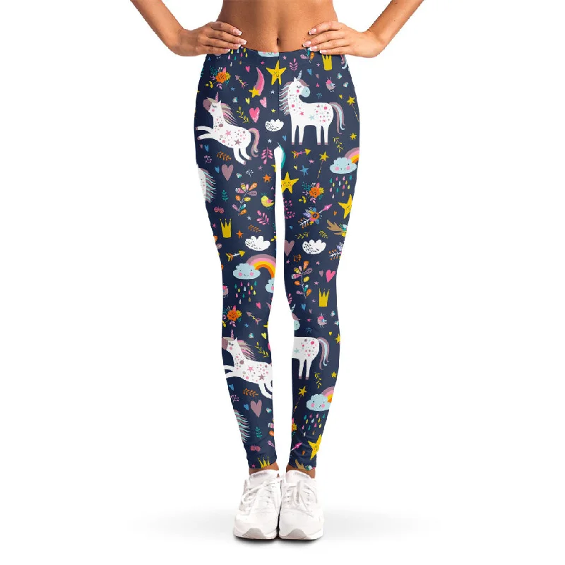 Season Finale Sale Unicorn Dream Cartoon Pattern Print Women's Leggings
