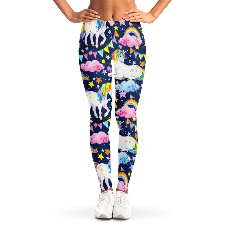 Online Exclusive Unicorn Night Festival Pattern Print Women's Leggings