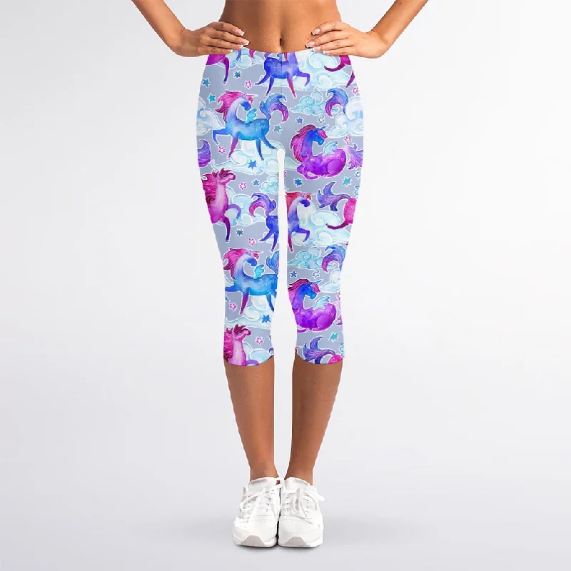 Holiday Sale Unicorn Paradise Pattern Print Women's Capri Leggings