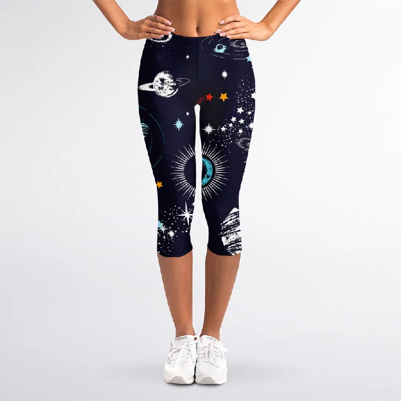 Hot Deal Universe Galaxy Outer Space Print Women's Capri Leggings