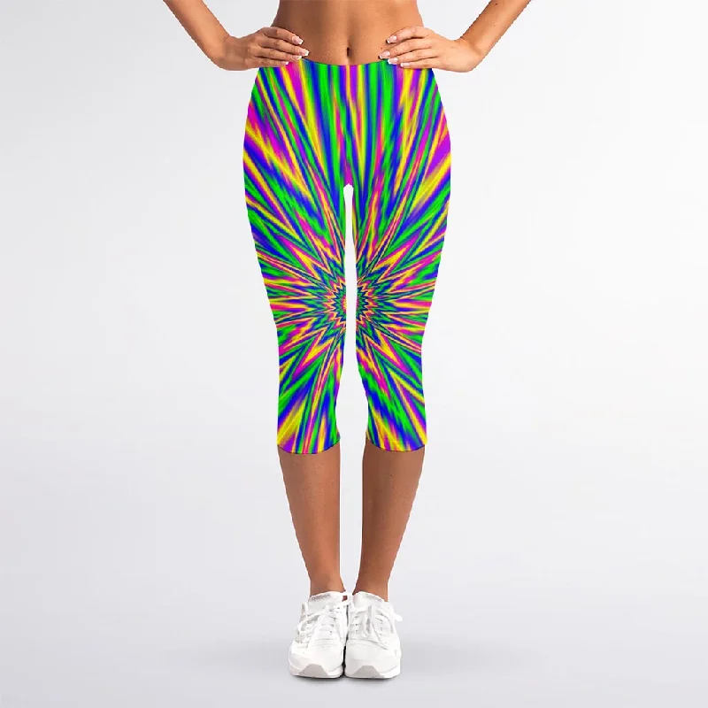 Limited Stock Vibrant Psychedelic Optical Illusion Women's Capri Leggings