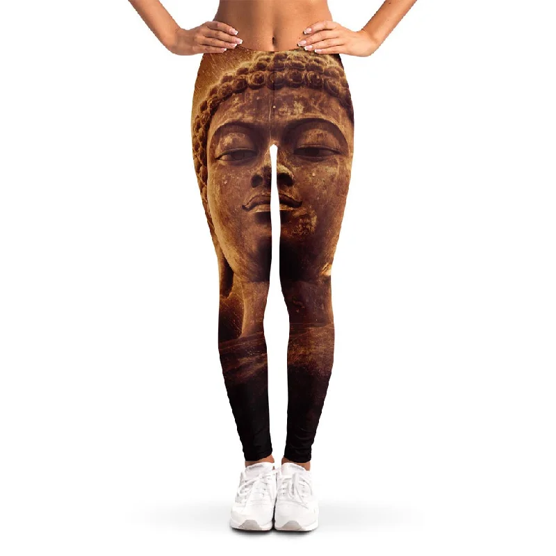 Price Meltdown Vintage Buddha Statue Print Women's Leggings