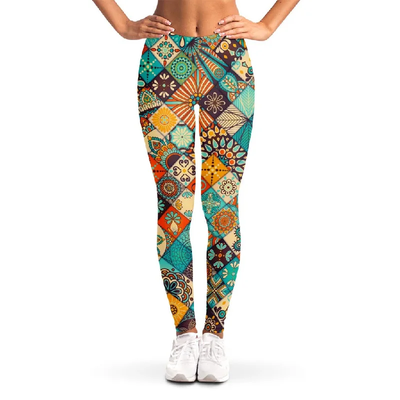 New Arrival Vintage Mandala Bohemian Pattern Print Women's Leggings