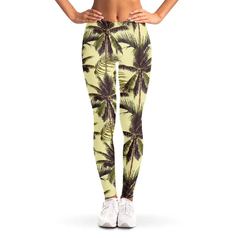 Year-End Sale Vintage Palm Tree Pattern Print Women's Leggings