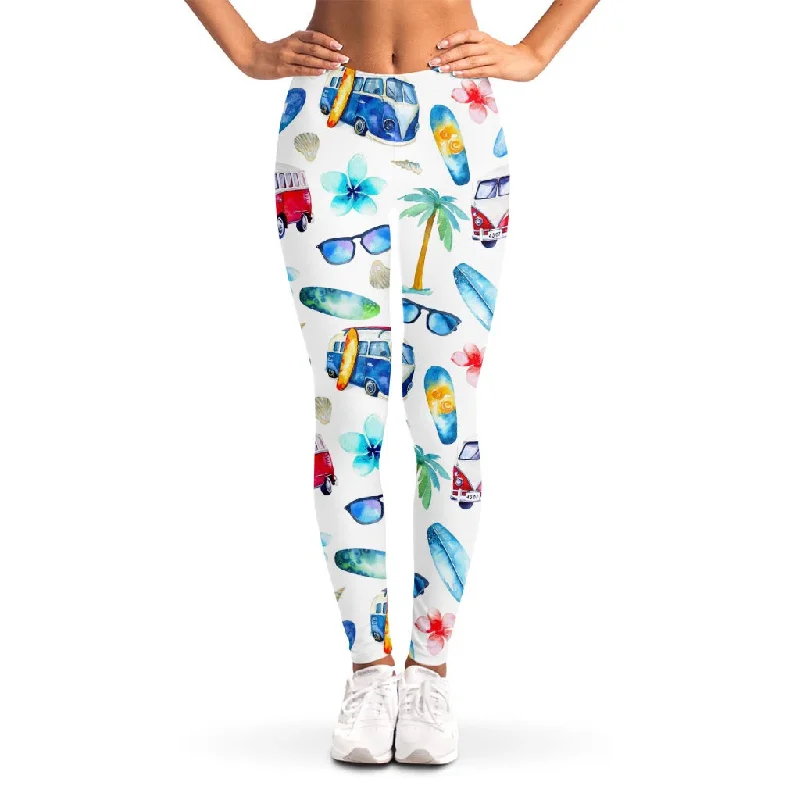 Overstock Watercolor Surfing Pattern Print Women's Leggings