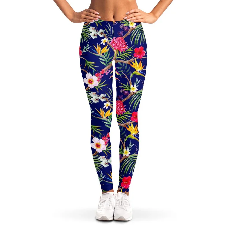 New Deals Watercolor Tropical Flower Pattern Print Women's Leggings