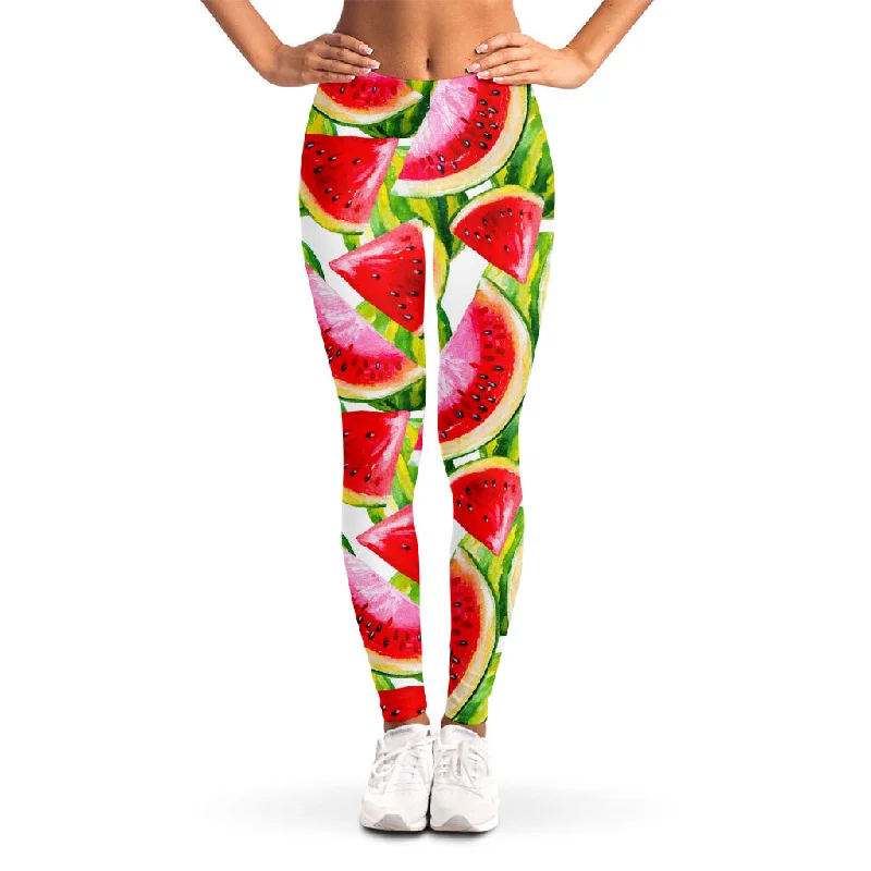 Hurry In Watercolor Watermelon Pattern Print Women's Leggings
