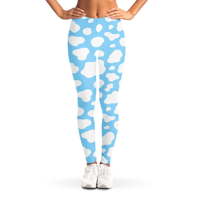 Price Smash White And Blue Cow Print Women's Leggings