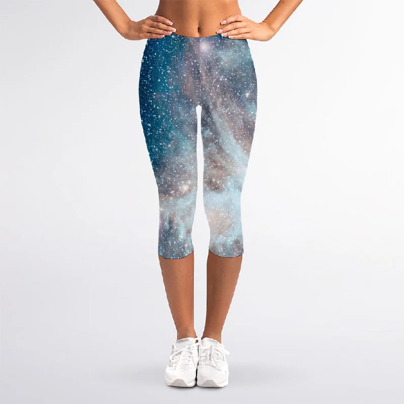 Fantastic Deals White Cloud Galaxy Space Print Women's Capri Leggings