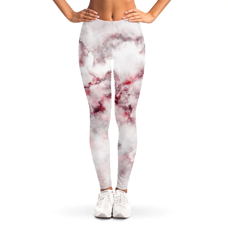 Today’s Deal White Ruby Marble Print Women's Leggings