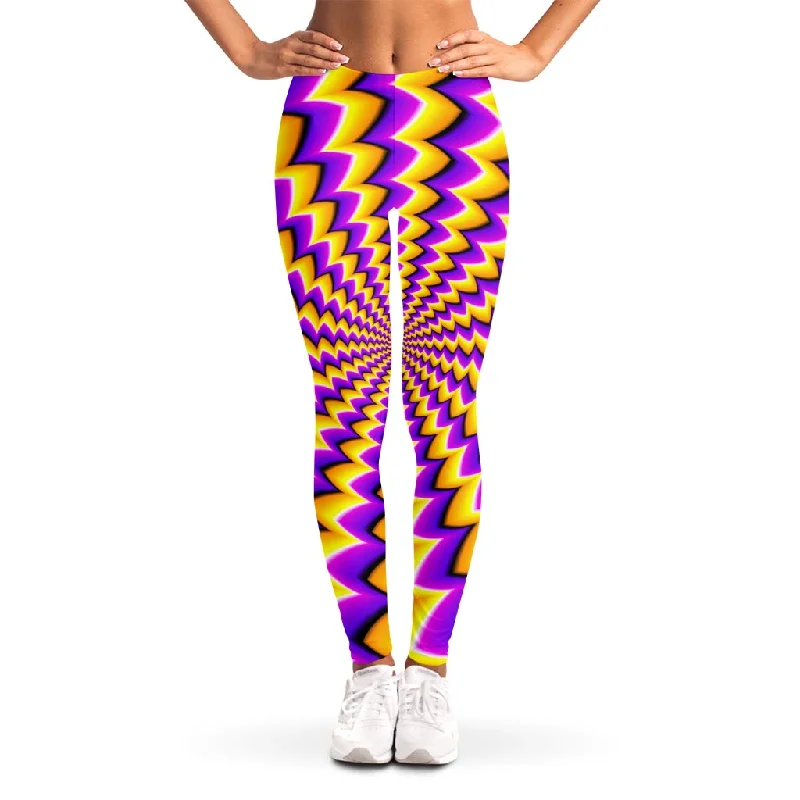 Major Savings Yellow Dizzy Moving Optical Illusion Women's Leggings