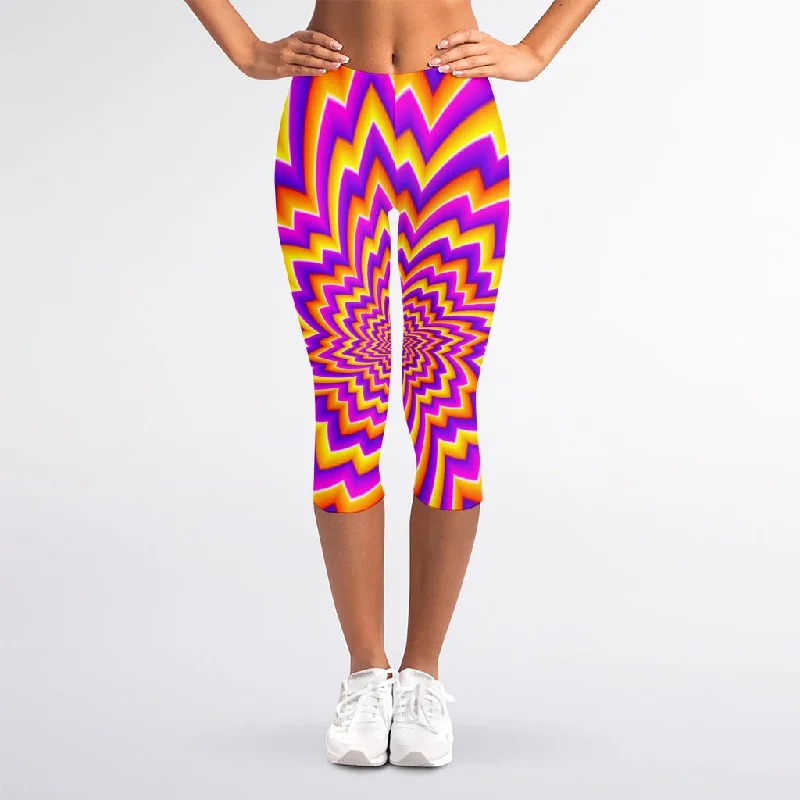 Price Drop Alert Yellow Expansion Moving Optical Illusion Women's Capri Leggings