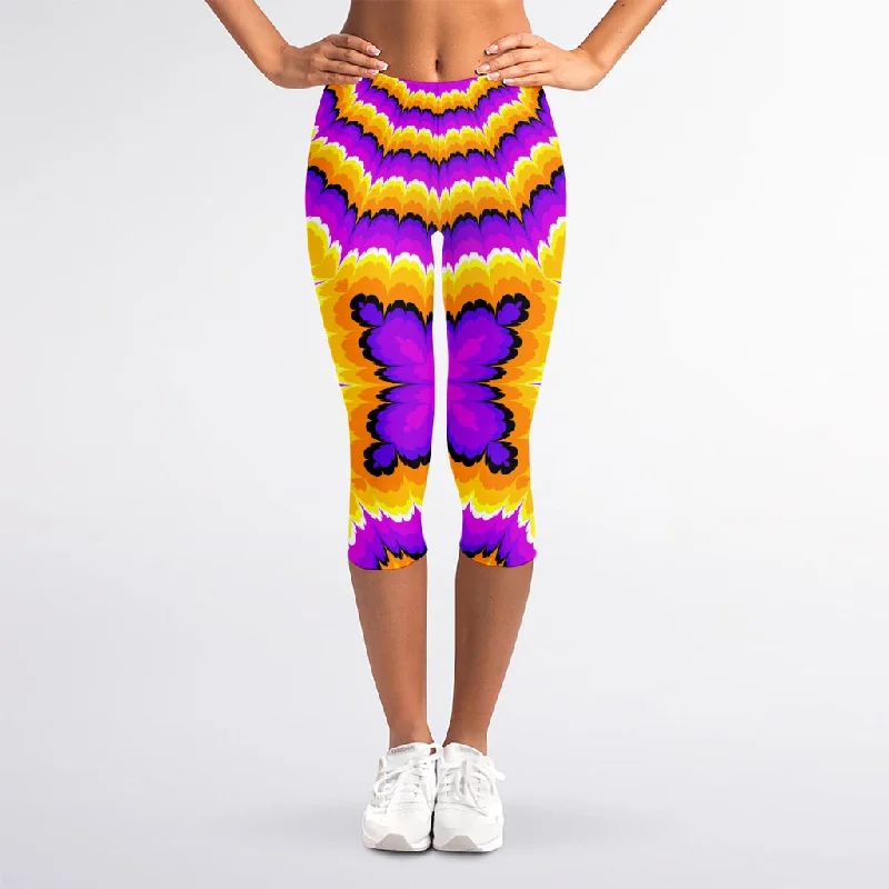 Price Break Yellow Explosion Moving Optical Illusion Women's Capri Leggings