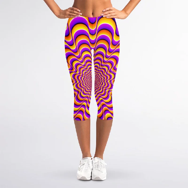 Bargain Bin Yellow Splashing Moving Optical Illusion Women's Capri Leggings