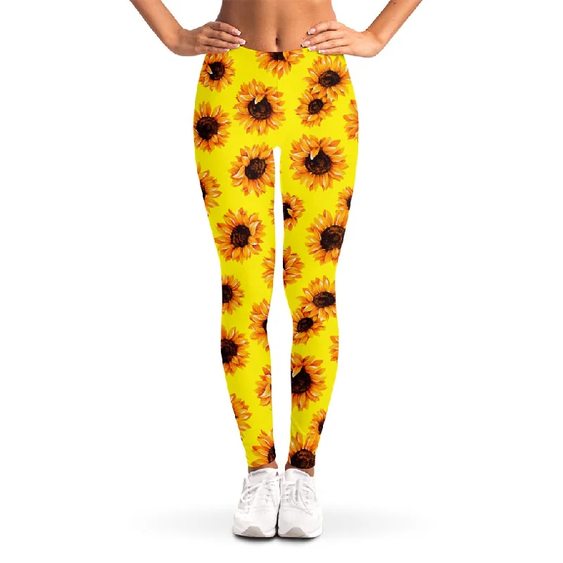 Bargain Prices Yellow Sunflower Pattern Print Women's Leggings