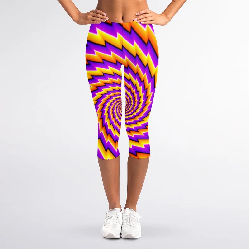 Sneak Peek Sale Yellow Twisted Moving Optical Illusion Women's Capri Leggings