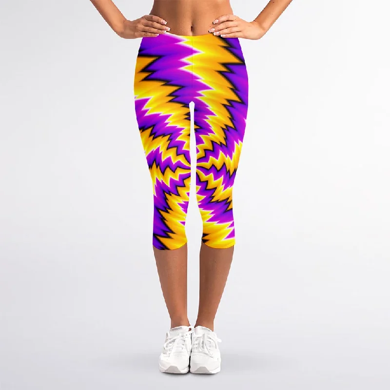 Loyalty Reward Yellow Vortex Moving Optical Illusion Women's Capri Leggings