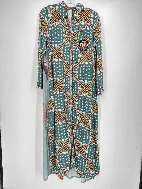 Aratta Silent Journey Size S Teal Print Maxi