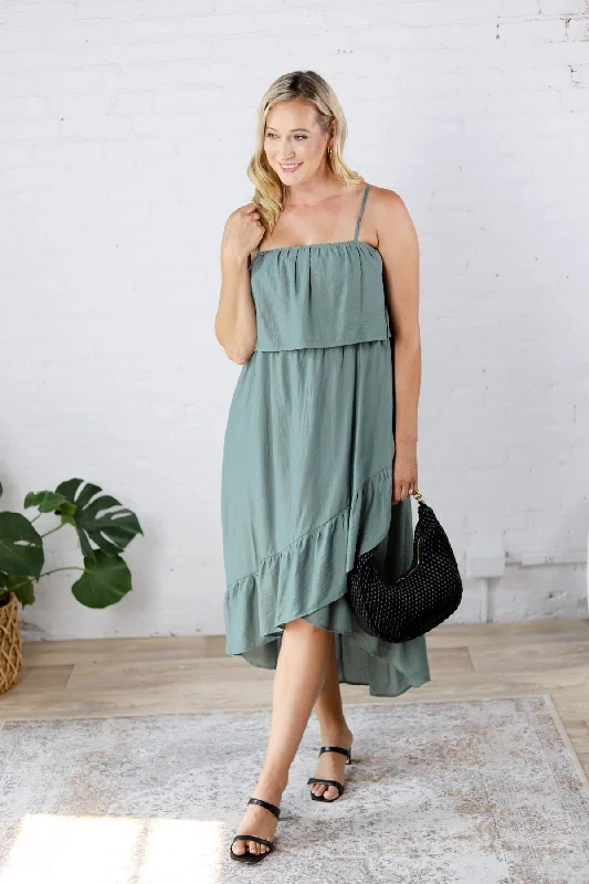 Weekend Deal Asher Asymmetrical Hi-Low Midi Dress - FINAL SALE