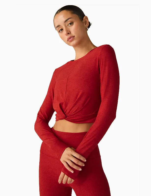 Buy Now Featherweight Center Stage Cropped Pullover - Ruby Red Heather