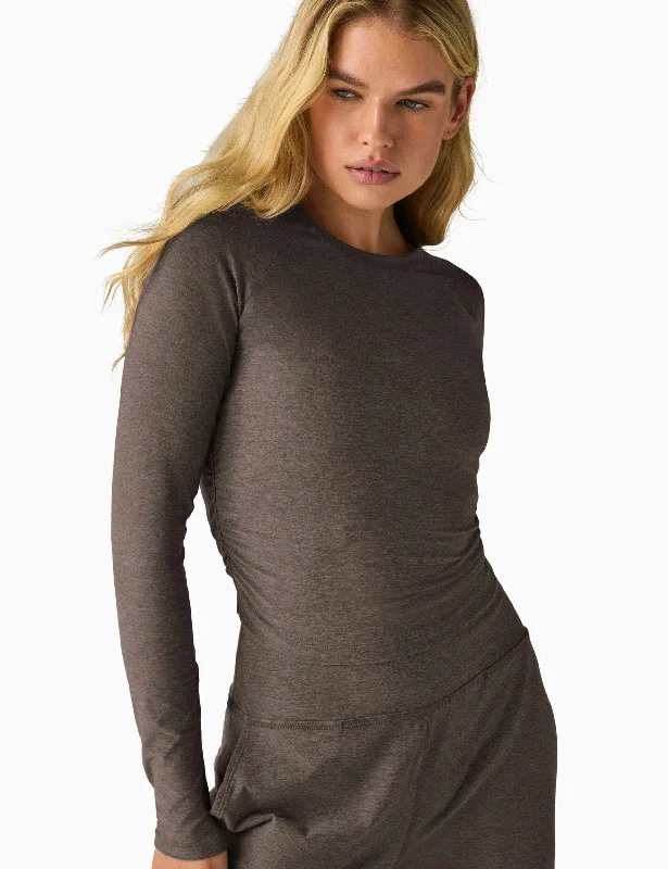 Closeout Featherweight Your Fit Long Sleeve Top - Soft Umber Heather
