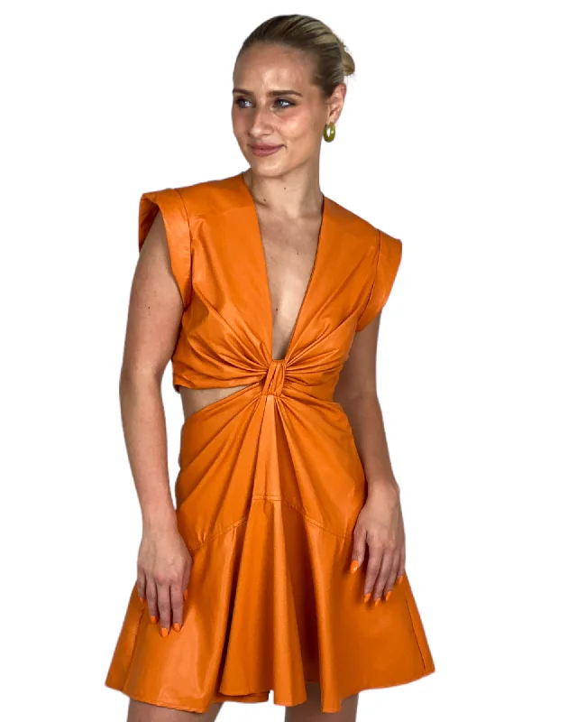 Burnt Orange Faux Leather Dress