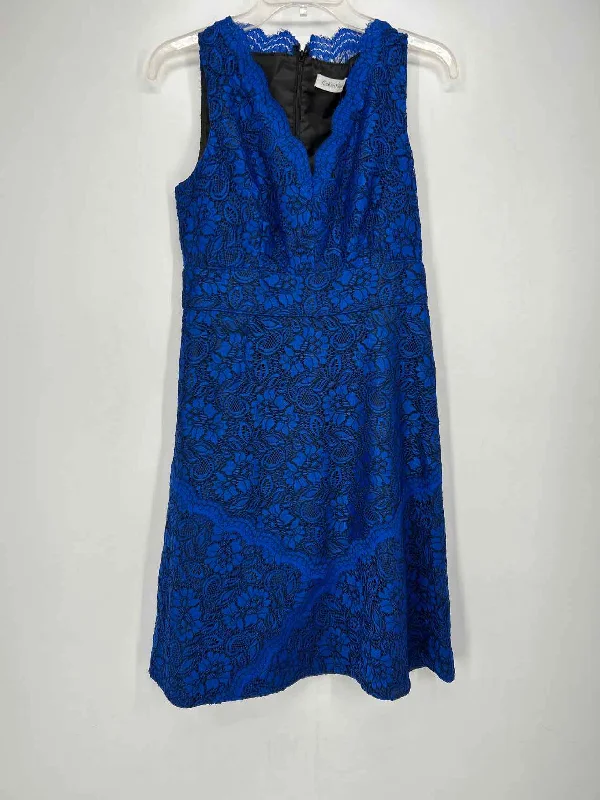 Calvin Klein Size 4 Royal Blue Lace Dress