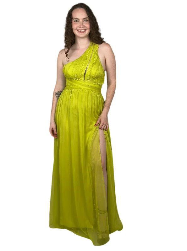 Price Drop Alert Chartreuse One Shoulder Maxi Dress