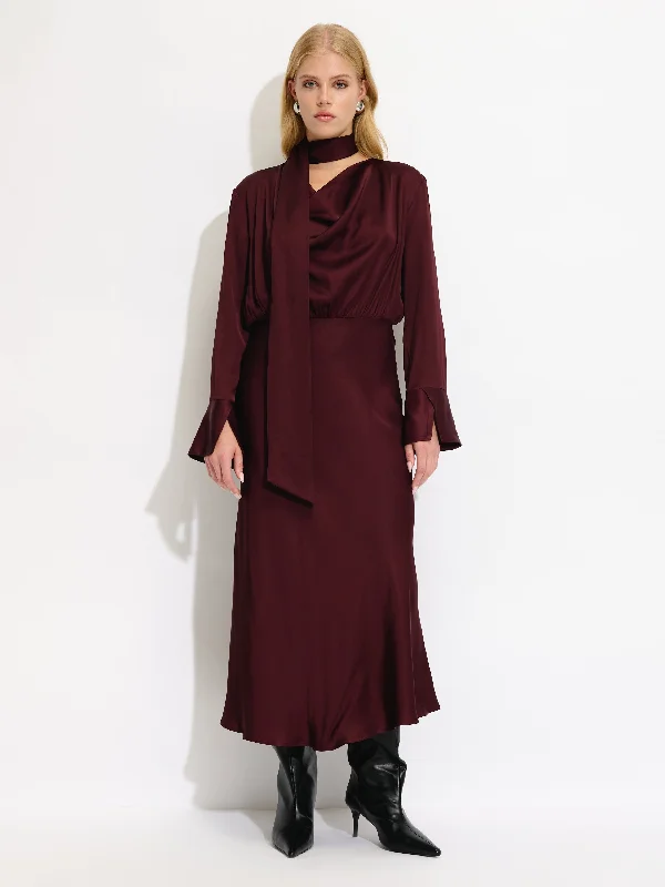 Cowl Neck Long Sleeve Dress