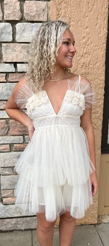 Cream Ruffled Dress