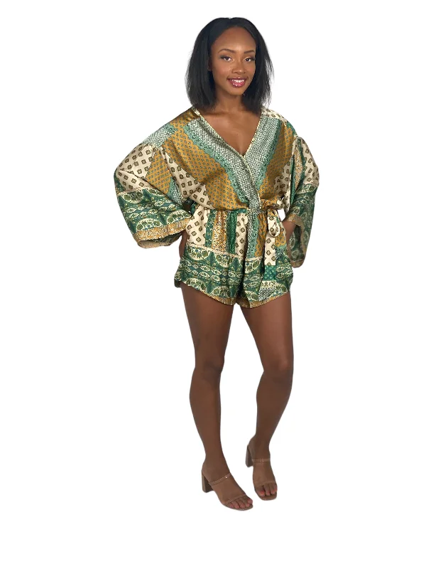 Emerald Kimono Sleeve Romper