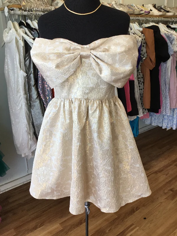 Gold Bow Strapless Dress