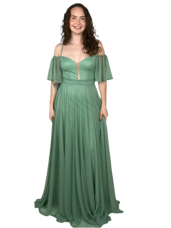Early Access Green Cold Shoulder Maxi Dress