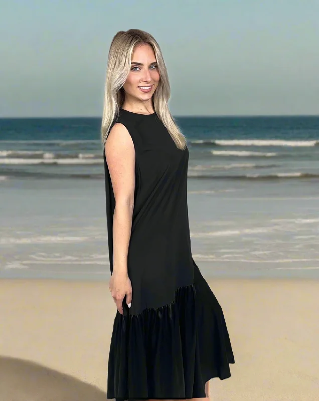 Special Discount Black Round Neck A Line Maxi Dress