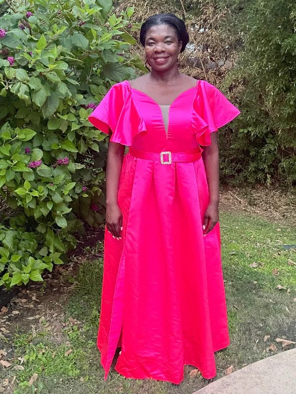 Big Discounts Hot Pink Short Sleeve Maxi Dress