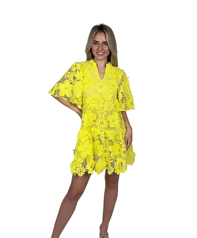 Special Price Lemon 3D Crotchet Mini Dress