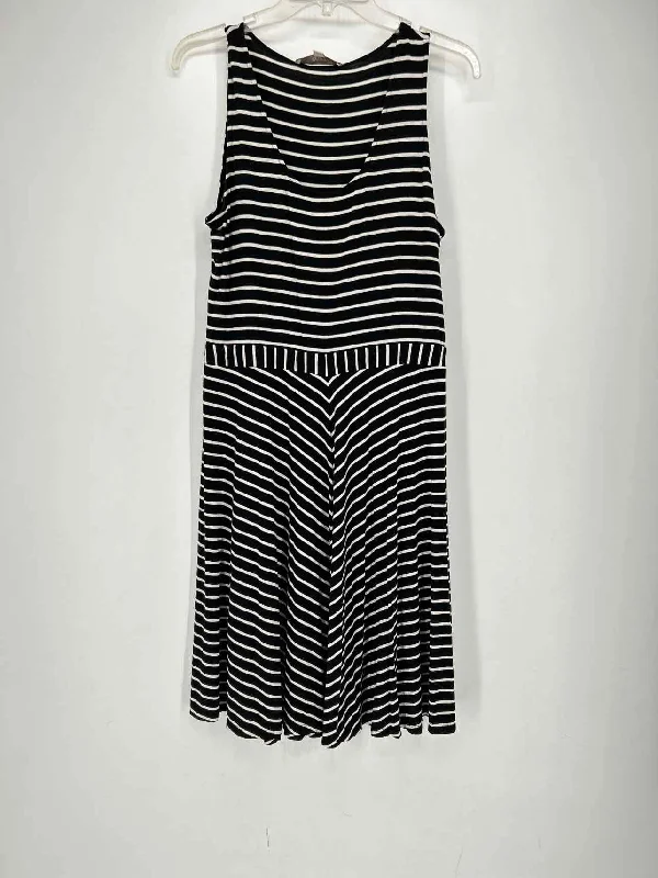 Loft Size L Black Stripe Dress