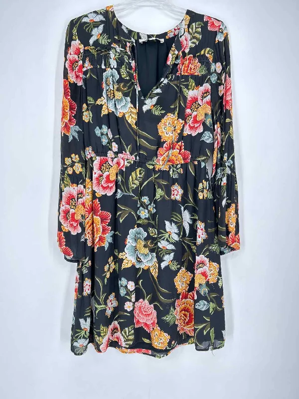 Loft Size M Black Floral Dress