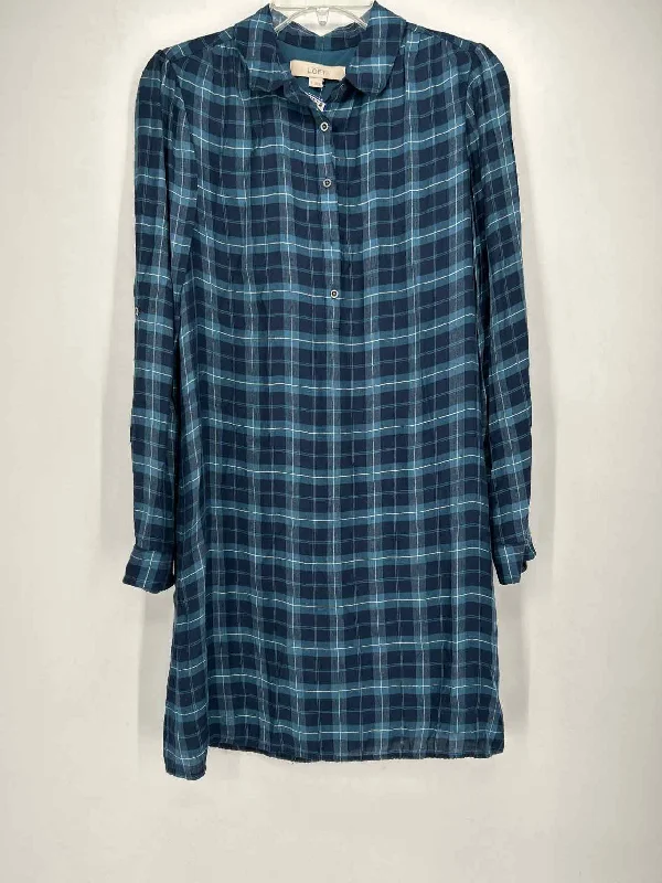 Loft Size S Blue Plaid Dress