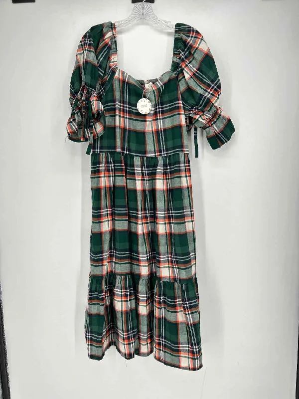 Oddi Size 1X Green Plaid NWT Dress