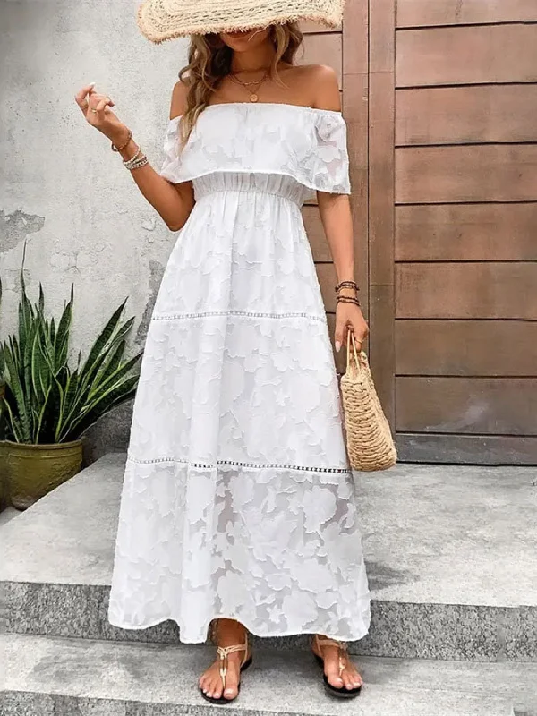 Savings Alert Hadlee Off-Shoulder Short Sleeve Maxi Dress