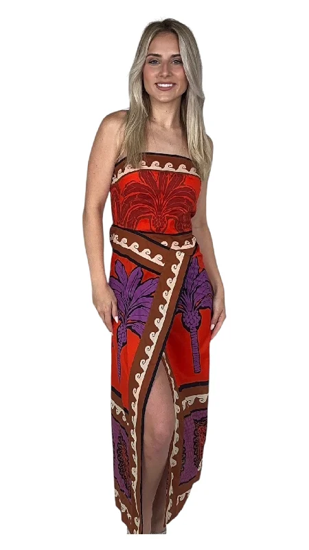Fantastic Offers Orange Sleeveless Midi Dress