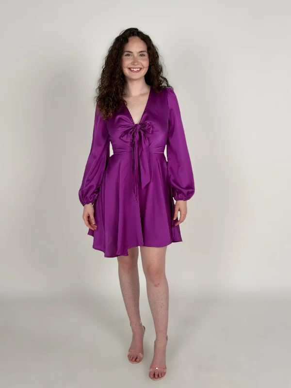 Orchid Tie Front Skater Dress