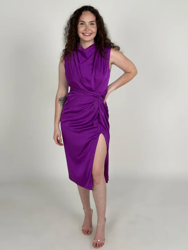 Purple Sleeveless Midi Dress