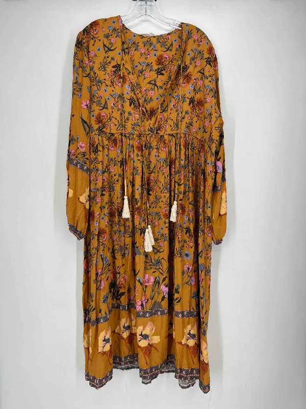 R Vivimos Size XL Mustard Floral Dress