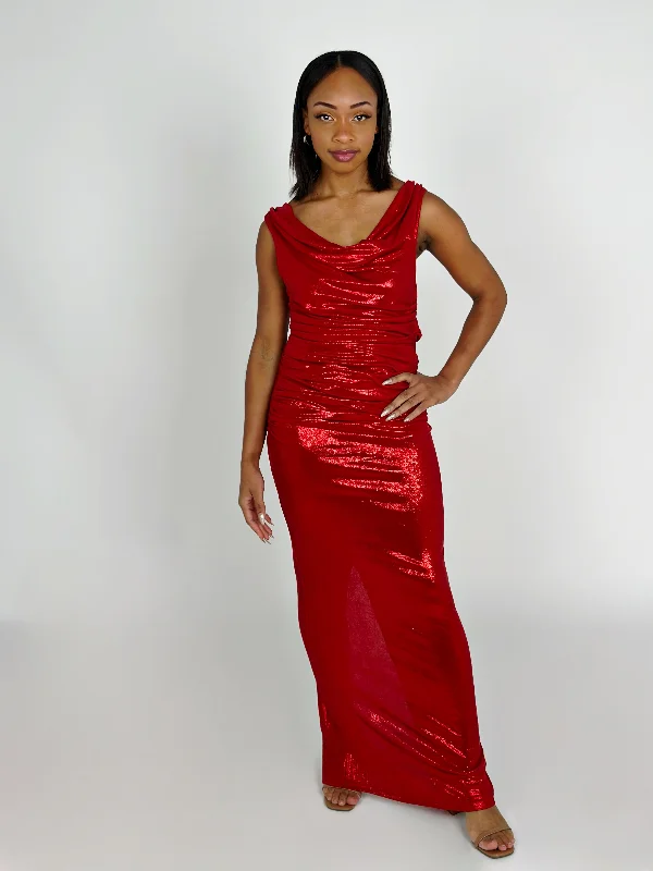 Red Metallic Dress