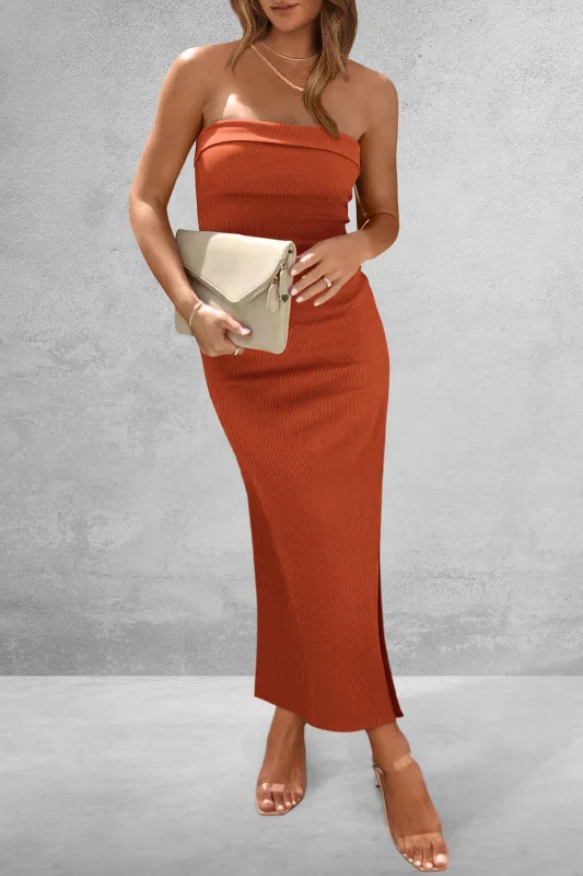 Overstock Slit Tube Midi Dress